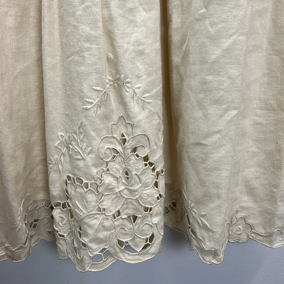 Vintage Lanz Original Cottagecore Maxi Dress Linen Cream Prairie Wedding Size 6 - Picture 12 of 12